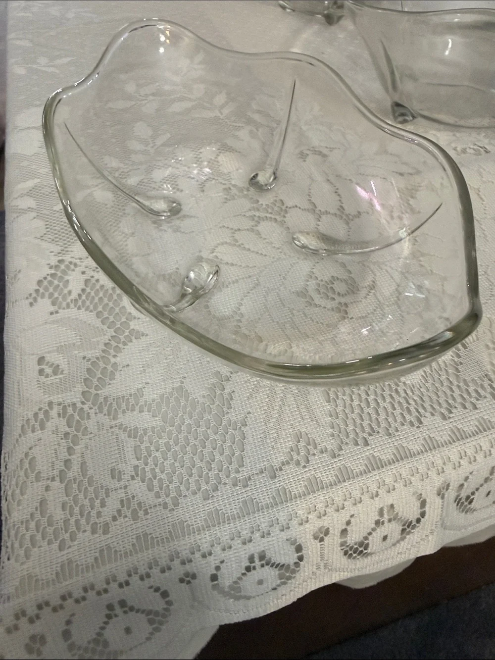 Vintage Anchor Hocking Swedish Modern Clear Glass Bowls Set of 3 Mid-Century